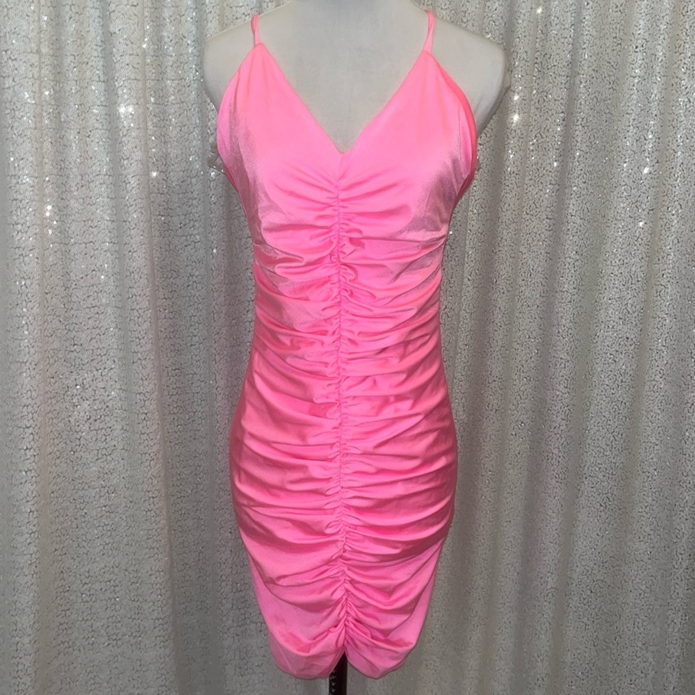 Hot Miami Styles Ruched Pink Mini